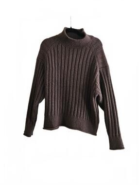 a.n.a A New Approach Chocolate Brown Ribbed Knit Pullover Sweater Size Large